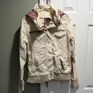 Element Women's Cream Utility Jacket with Striped Hood